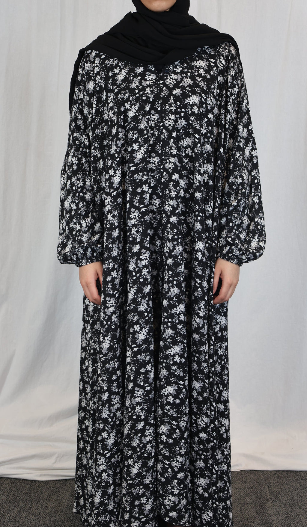White Floral Abaya