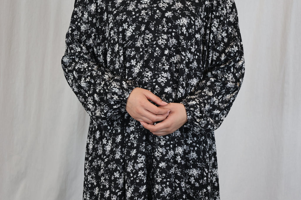 White Floral Abaya